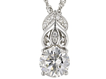 1.98Ctw Pear Moissanite Sparkle Halo Pendant Without Chain 14k White Gold Plated