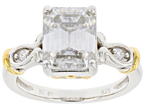 Moissanite Platineve And 14k Yellow Gold Accent 
Over Platineve Ring 3.61ctw DEW