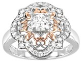 Moissanite Platineve And 14k Rose Gold Accent Over Platineve Ring 1.16ctw DEW.