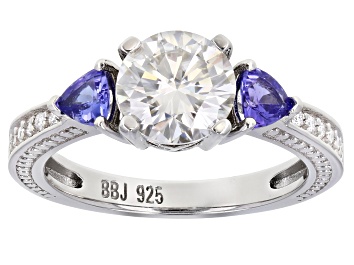 Picture of Moissanite And Tanzanite Platineve Ring 1.62ctw Dew