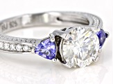 Moissanite And Tanzanite Platineve Ring 1.62ctw Dew