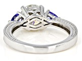 Moissanite And Tanzanite Platineve Ring 1.62ctw Dew