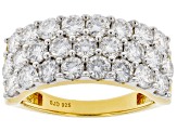 Moissanite 14k Yellow Gold Over Silver Wide Band Ring 2.50ctw DEW.