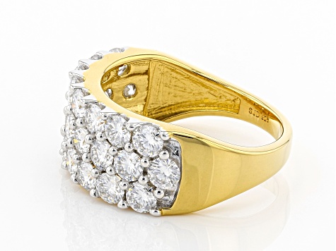 Moissanite 14k Yellow Gold Over Silver Wide Band Ring 2.50ctw DEW.