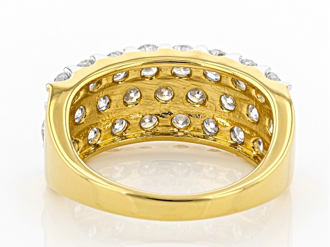 Moissanite 14k Yellow Gold Over Silver Wide Band Ring 2.50ctw DEW.