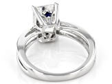 Moissanite And Blue Sapphire Platineve Ring 2.52ctw D.E.W