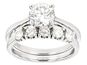 Moissanite platineve ring with band 1.70ctw DEW.