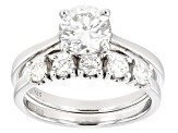 Moissanite platineve ring with band 1.70ctw DEW.