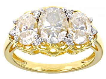 Picture of Moissanite 14k yellow gold over sterling silver ring 3.42ctw DEW.