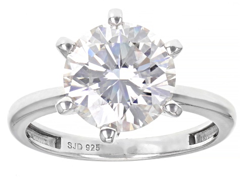 Moissanite Platineve Ring With Two Bands 5.82ctw DEW.