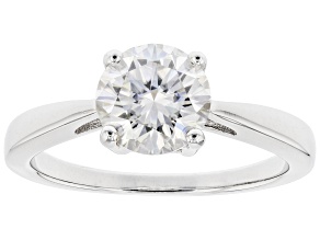 Moissanite Platineve Solitaire Ring 1.50ct DEW