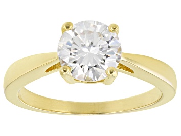 Picture of Moissanite 14k yellow gold over sterling silver solitaire ring 1.50ct DEW