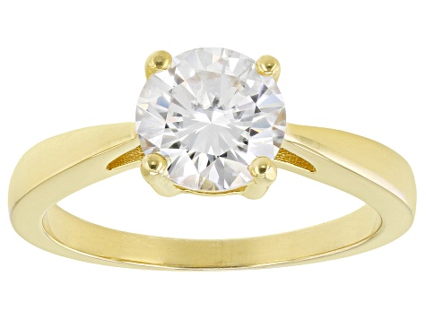 Moissanite 14k yellow gold over sterling silver solitaire ring 1.50ct ...