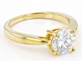 Moissanite 14k yellow gold over sterling silver solitaire ring 1.50ct DEW