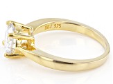 Moissanite 14k yellow gold over sterling silver solitaire ring 1.50ct DEW