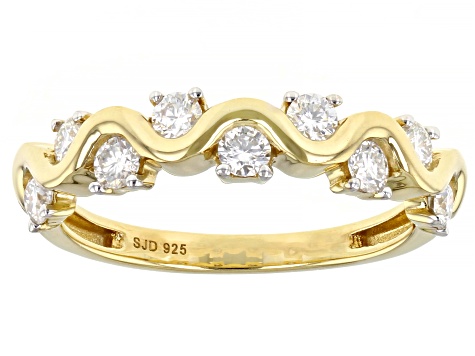 Moissanite 14k Yellow Gold Over Sterling Silver Band Ring .54ctw DEW