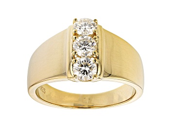 Picture of Moissanite 14k Yellow Gold Over Silver 3 Stone Ring .69ctw DEW