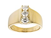 Moissanite 14k Yellow Gold Over Silver 3 Stone Ring .69ctw DEW