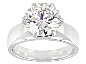 Moissanite Platineve Solitaire Ring 4.20ct DEW