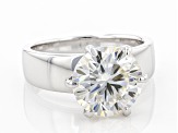 Moissanite Platineve Solitaire Ring 4.20ct DEW