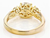 Moissanite 14k Yellow Gold Over Silver Three Stone Ring 1.82ctw DEW