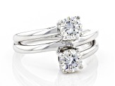 Moissanite Platineve Two Stone Ring 1.20ctw DEW.