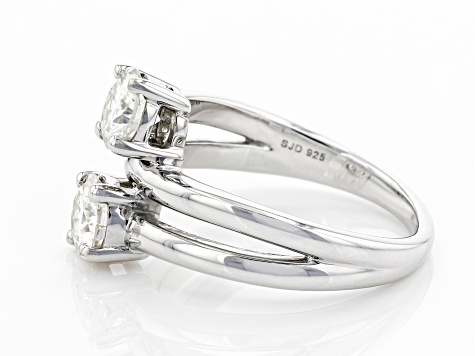 Moissanite Platineve Two Stone Ring 1.20ctw DEW.