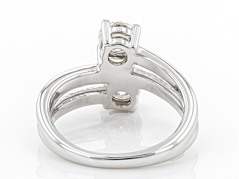 Moissanite Platineve Two Stone Ring 1.20ctw DEW.