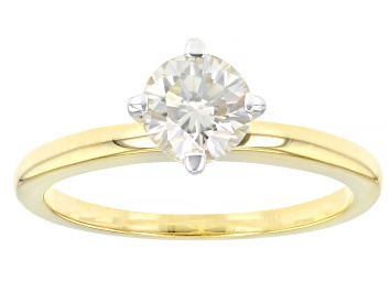 Picture of Candlelight Moissanite 14k Yellow Gold Over Silver Solitaire Ring .80ct DEW.