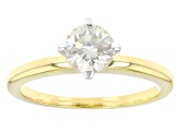 Candlelight Moissanite 14k Yellow Gold Over Silver Solitaire Ring .80ct DEW.