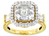 Moissanite 14k yellow gold over sterling silver engagement ring 5.29ctw DEW.