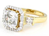 Moissanite 14k yellow gold over sterling silver engagement ring 5.29ctw DEW.
