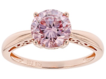Picture of Pink moissanite 14k rose gold over silver solitaire  ring 1.90ct DEW