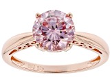 Pink moissanite 14k rose gold over silver solitaire ring 1.90ct DEW