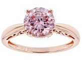 Pink moissanite 14k rose gold over silver solitaire  ring 1.90ct DEW