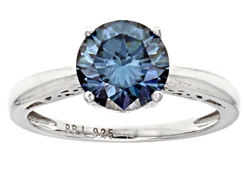 Picture of Blue moissanite platineve solitaire ring 1.90ct DEW
