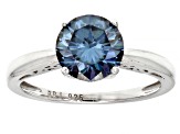 Blue moissanite platineve solitaire ring 1.90ct DEW