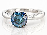 Blue moissanite platineve solitaire ring 1.90ct DEW