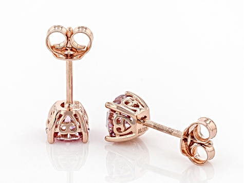 Pink moissanite 14k rose gold over silver stud earrings 1.60ctw