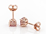 Pink moissanite 14k rose gold over silver stud earrings 1.60ctw DEW.