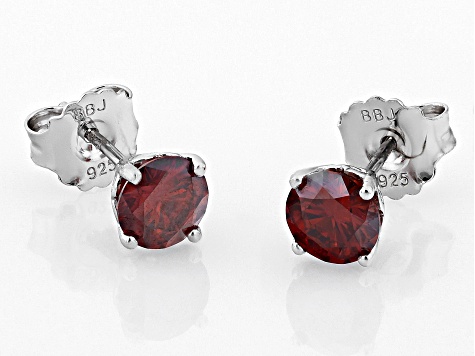 Red moissanite platineve stud earrings 1.60ctw DEW.