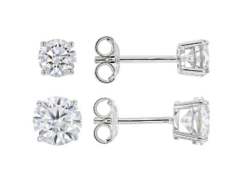 Picture of Moissanite Platineve Set Of Two Pair Stud Earrings 3.00ctw DEW