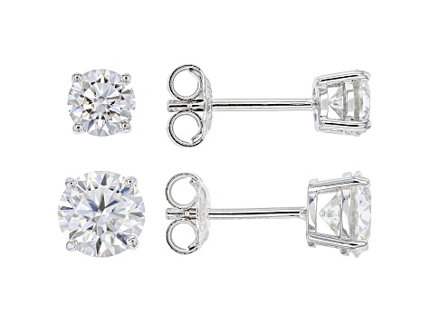 Moissanite 14K Yellow Gold Over Sterling Silver Set Of Two Pair Stud Earrings 3.00ctw DEW - MOJ257A | JTV.com