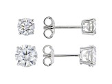 Moissanite Platineve Set Of Two Pair Stud Earrings 3.00ctw DEW