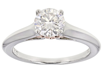 Picture of Moissanite platineve and 14k rose gold over sterling silver solitaire ring 1.00ct DEW.