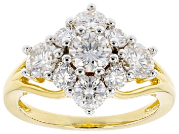 Picture of Moissanite 14k yellow gold over sterling silver cluster ring 2.02ctw DEW