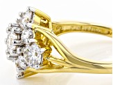 Moissanite 14k yellow gold over sterling silver cluster ring 2.02ctw DEW