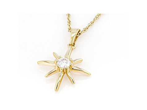 Moissanite 14k yellow gold over sterling silver star pendant .23ct DEW.