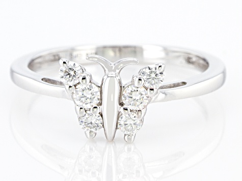 Moissanite platineve butterfly ring .28ctw DEW