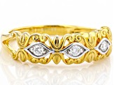 Moissanite 14k yellow gold over sterling silver band ring .09ctw DEW